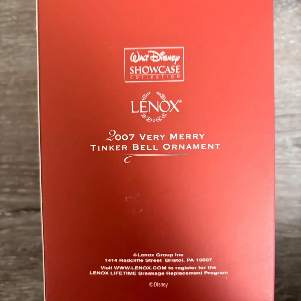 Lenox Disney 2007 Very Merry Tinker Bell Annual Ornament Ivory China Gold Gem